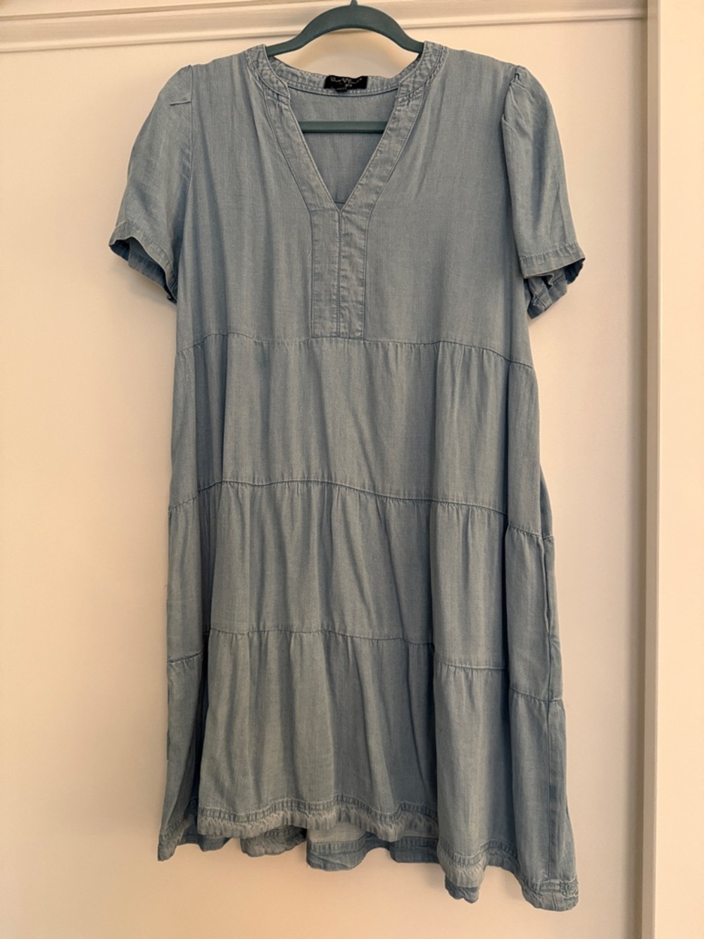 Velvet Heart Light Blue Tiered V-Neck Mini Dress